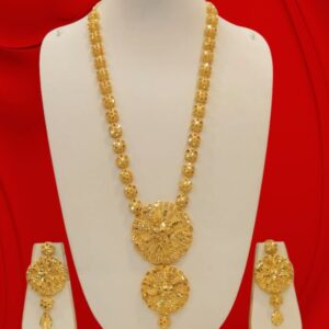 Traditional 24K Gold-Plated Long Sita Haar & Earring Set