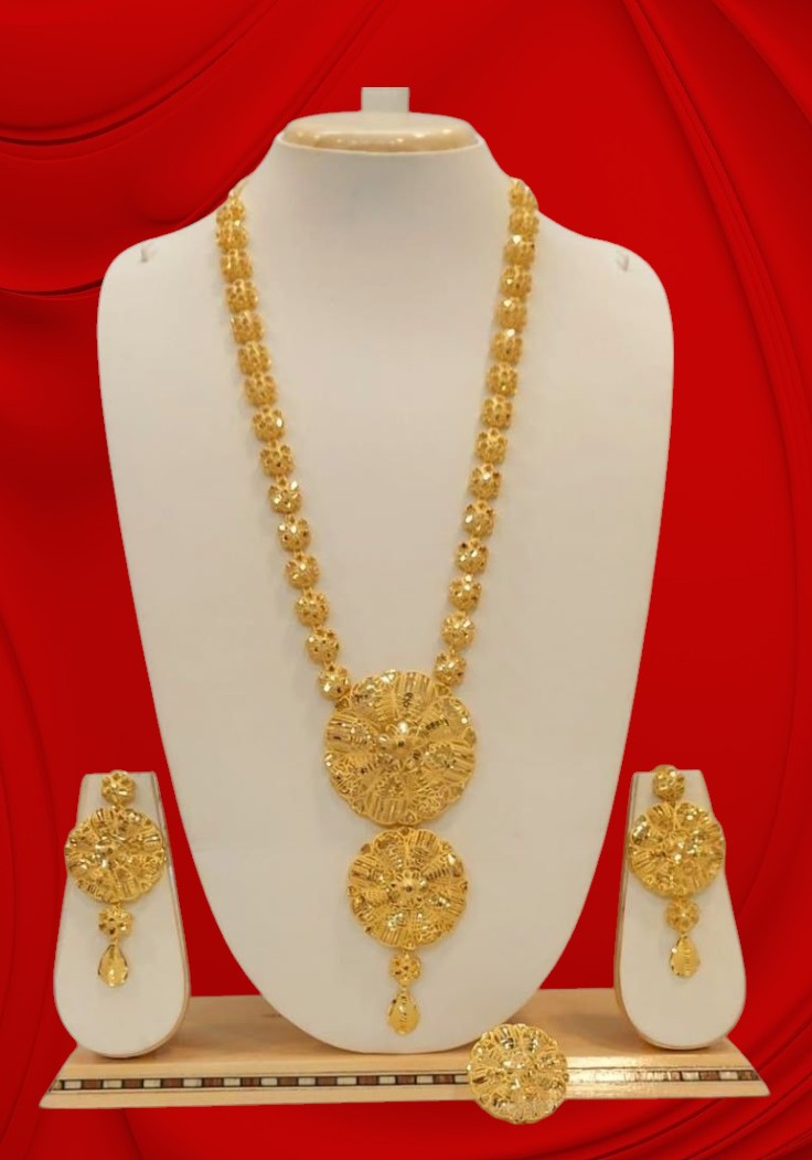 Traditional 24K Gold-Plated Long Sita Haar & Earring Set