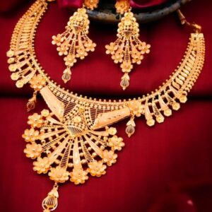 Gold-Plated Wedding Necklace Set with Earrings