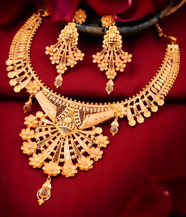Gold-Plated Wedding Necklace Set with Earrings