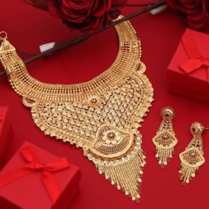 Exquisite 24K Gold-Plated Floral Bridal Necklace Set