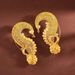 Gold Plated  Earrings with Filigree Paisley & Bell Drop