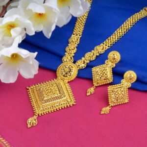 Trending 24K Gold-Plated Long Sita Haar & Earring Set
