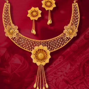 Elegant Gold Plated Necklace Set with Matching Earrings