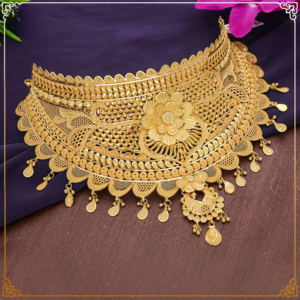 Gold Plated Floral Designer Bridal Choker Necklace