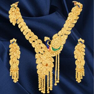 Anniversary Gold-Plated Necklace Set with Matching Earrings