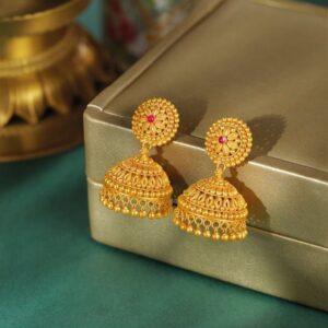 Simple Gold Plated Minimal Jhumka Earrings