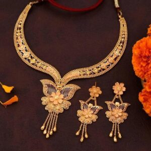 Minimalist Floral Gold Plated Necklace for Women