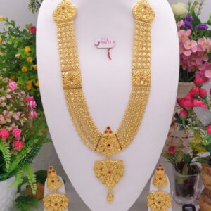 Premium 24K Gold-Plated Long Sita Haar & Earring Set