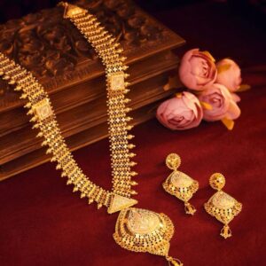 Exclusive 24K Gold-Plated Long Sita Haar & Earring Set